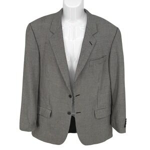 JOHN W. NORDSTROM Loro Piana Cashmere Houndstooth‎ Blazer Jacket Black White 47L